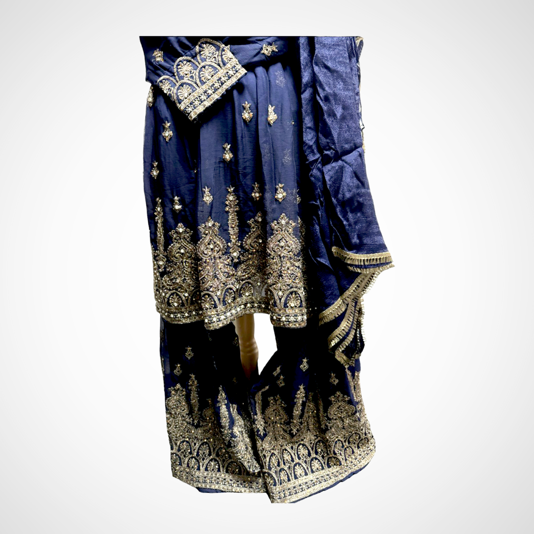 Fancy Blue Chiffon Sharara